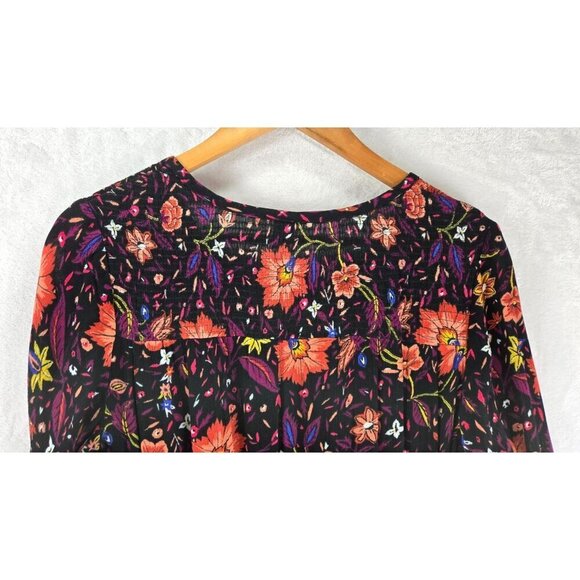 Old Navy Boho Midi Dress M Black Floral Hippie Peasant Cottage Rayon Lined - Picture 10 of 14